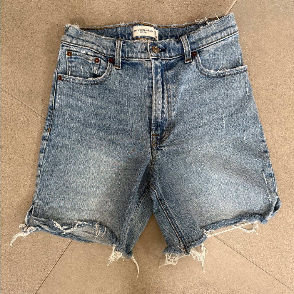 Abercrombie & Fitch Light Blue Distressed Denim Cutoff Shorts